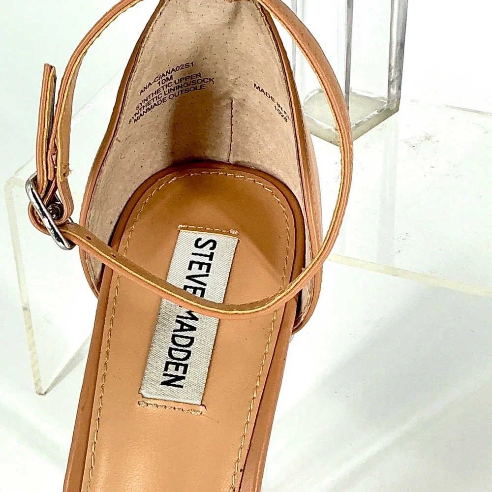 Steve Madden Size 10 Tan Clear Lucite Platform Block Heel Sandals NEW Ana $149